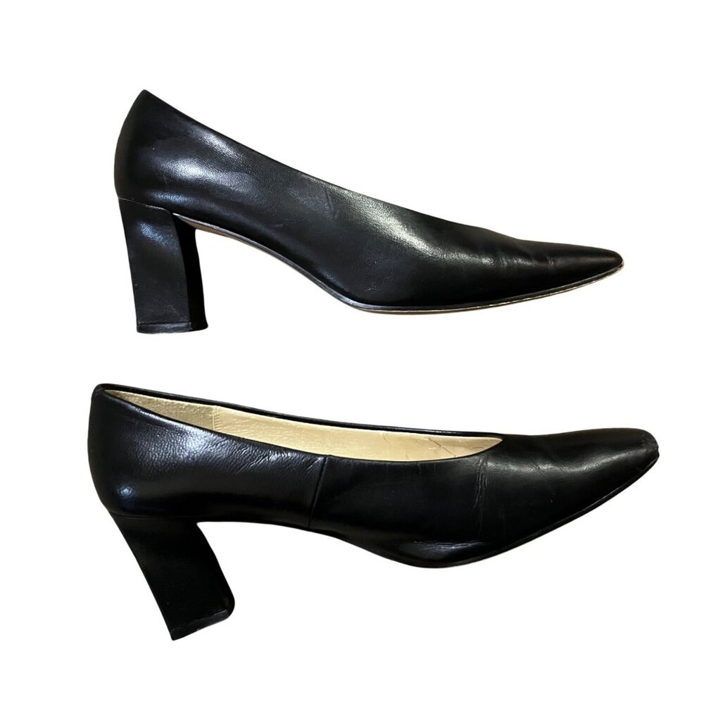 Vintage SRO Leather Heels Women’s 7.5M Blue Low Heel Pumps Used - Picture 3 of 16